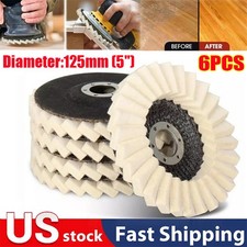 6pcs 5" Wool Polishing Wheels Buffer Pads Flap Felt Polishing Finishing Disc US