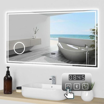 Wandspiegel LED Badspiegel Bluetooth Kalt/Neutral/Warmweiß Dimmbar Beschlagfrei