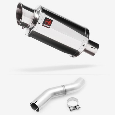 Lextek YP4 Edelstahl 200mm poliert mit Verbindungsrohr Clamp-On Schalldämpfer hinten