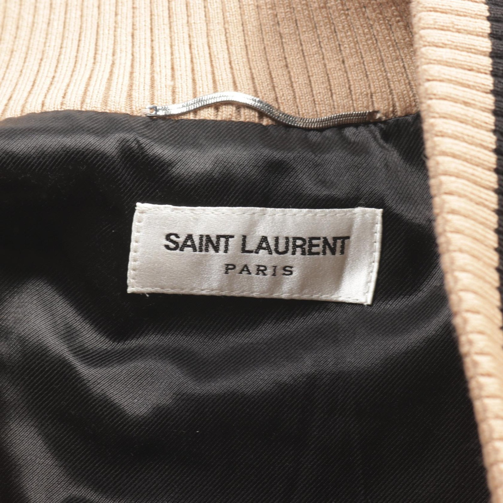 Giacca Saint Laurent Teddy Blouson beige nero taglia 50 usata