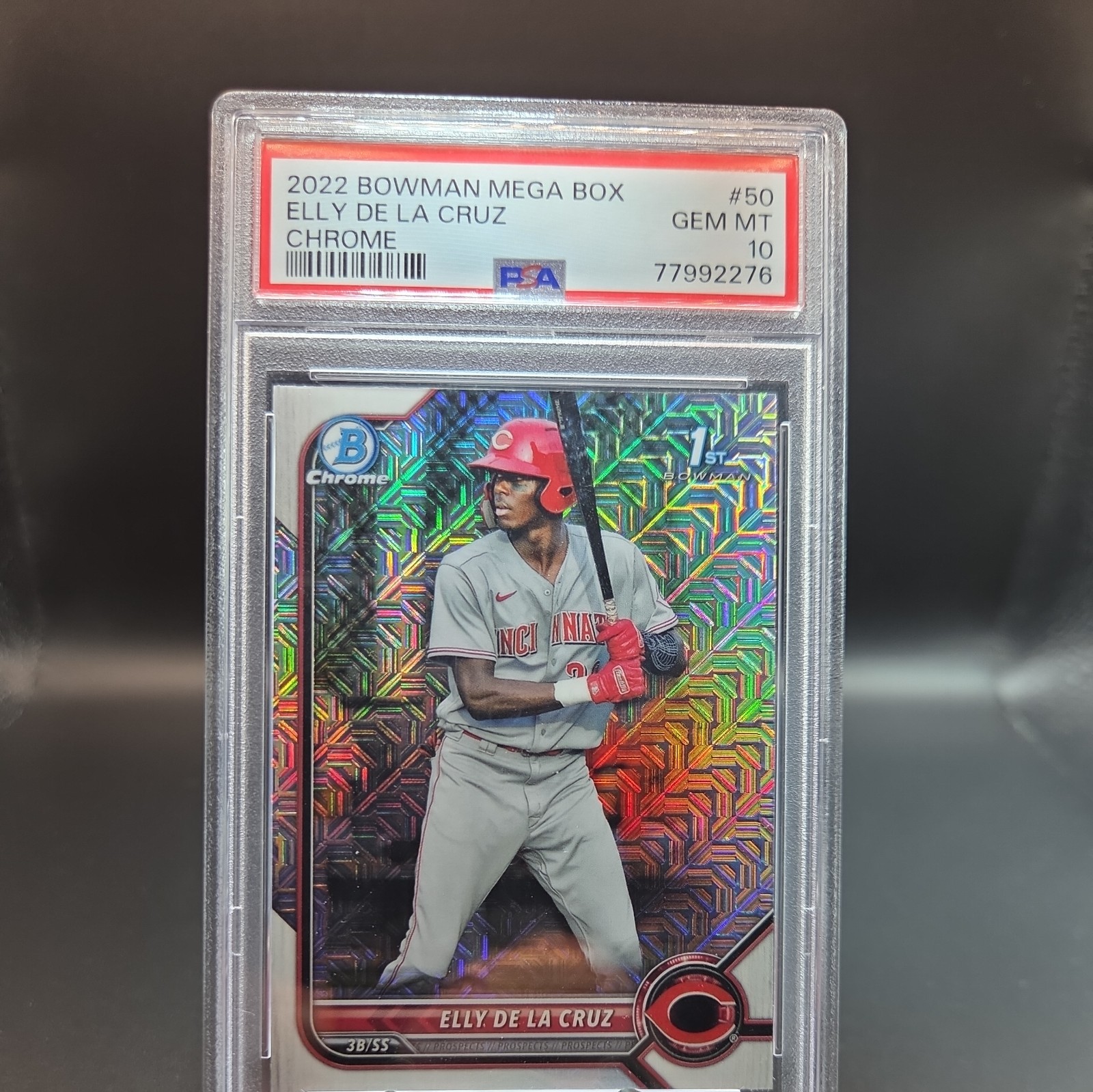 2022 BOWMAN MEGA BOX ELLY DE LA CRUZ #BCP-50 MOJO REFRACTOR REDS PSA 10