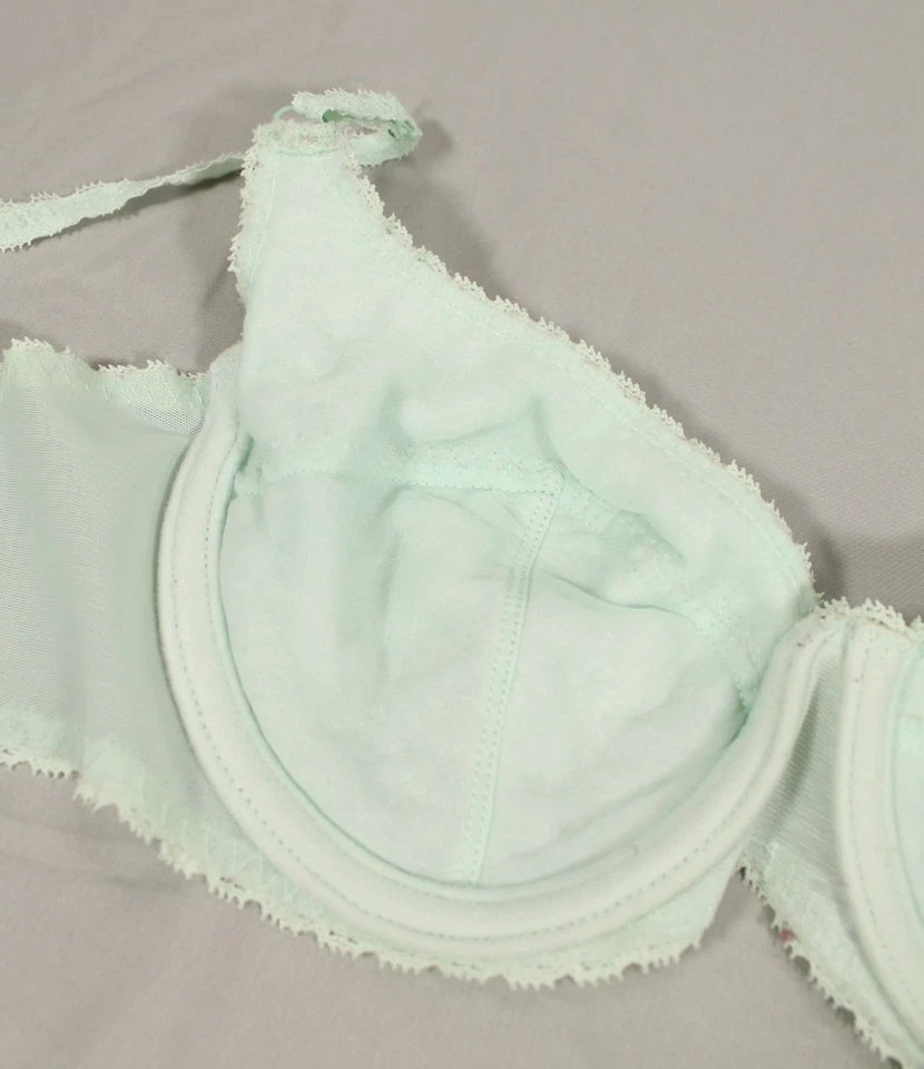 DE COLECCIÓN VASSARETTE Verde Menta MEZCLA DE ALGODÓN Encaje Borde CON AROS T-Shirt Sujetador Talla 32C Foto 3 de 4