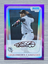 ARQUIMEDES CAMINERO /799 PURPLE REFRACTOR RC 2011 BOWMAN CHROME MARLINS #187