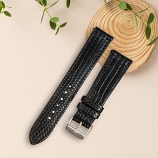 Black Lizard Leather Watch Strap for Men Real Lizard Watch Band 18mm 20mm 22mm