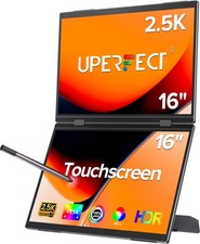 UPERFECT Touchscreen Dual Laptop Screen Extender 16" 2K Folding Portable Monitor