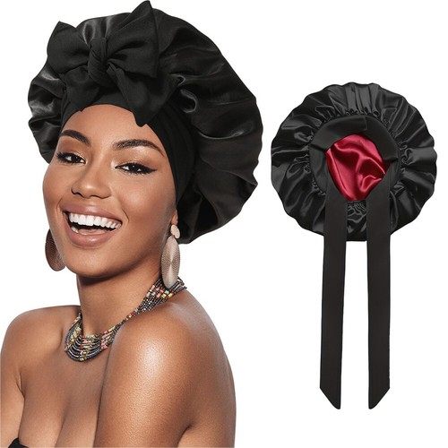 1x Long Hair Care Satin Bonnet Night Sleep Hat Cap Silk feel Head Wrap Turban