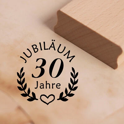 DEKOLANDO Stempel Jubiläum 30 Jahre Glück - Motivstempel 38x38mm Geburtstag Herz Geschenk