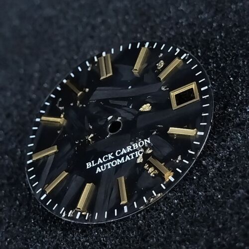 Carbon fiber dial seiko modified watch universal diving 28.5mm date NH35 - Picture 4 of 12