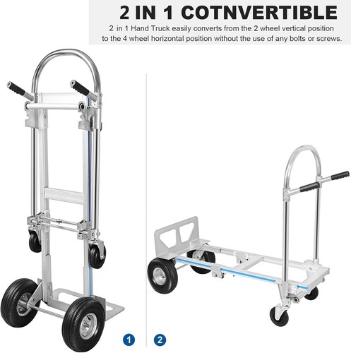 Aluminum Hand Truck 2 in 1 Folding Dolly Cart 1000 lbs Capacity Heavy Duty - Picture 3 of 9