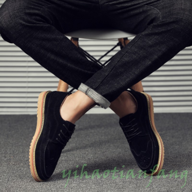 2019 New Fashion Uomo Dress Formal Shoe Loafers Suede Brogue Carving Vintage Hot