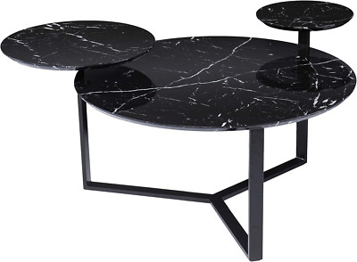 Saxelby Modern Black Faux Marble Coffee Table for Stylish Living Rooms