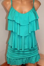 NWT Kenneth Cole Swimsuit Bikini Tankini 2pc Set Sz M Skirt TEA