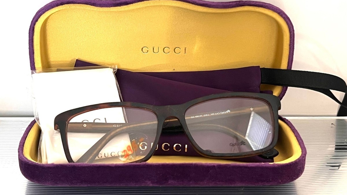 Gucci GG1097/F Eyeglasses Havana Frames Clear Lens NWT #276 | eBay