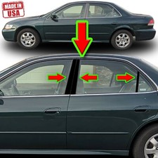 Black Pillar Trim For Honda Accord 98-02 4dr 6pc Set Door Cover Trim