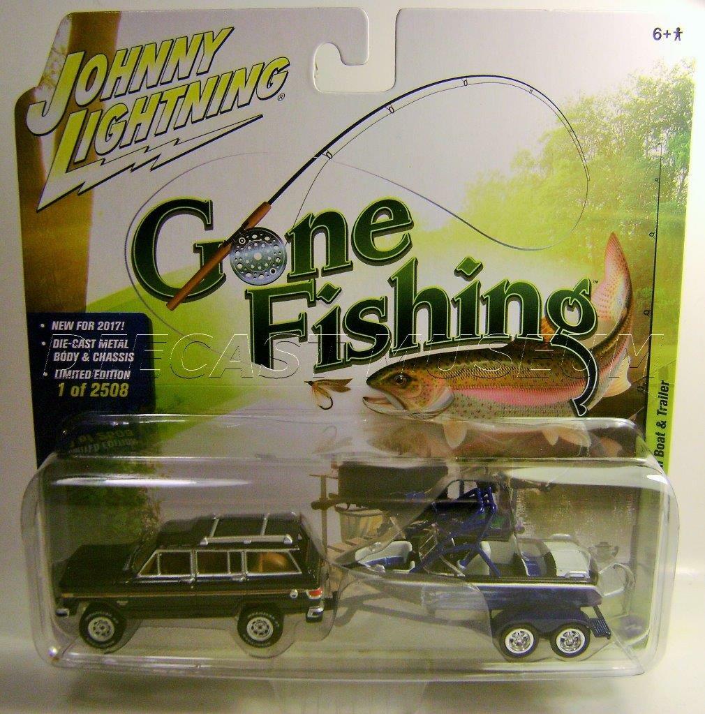 1981 '81 JEEP WAGONEER DARK BLUE W/ BOAT GONE FISHING JOHNNY