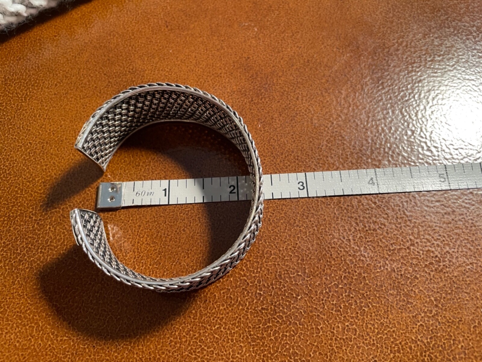 Sterling Silver 925 Woven Statement Cuff Bracelet… - image 4
