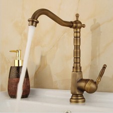 Antique Brass Swivel Kitchen Faucet Single Handle Bathroom Basin Sink Mixer Tap