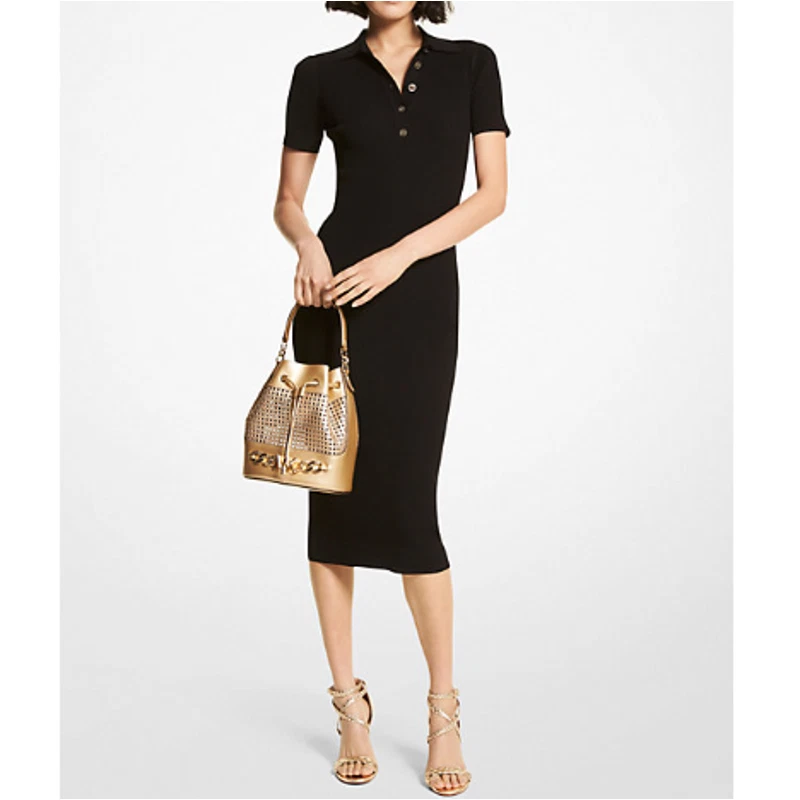 MICHAEL Michael Kors Logo Button Ribbed Polo Dress XXL eBay