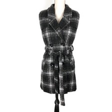 Joa Trenched In Charcoal Jacket Coat Nwt Sleeveless Wool Blend Womens Xs Belted