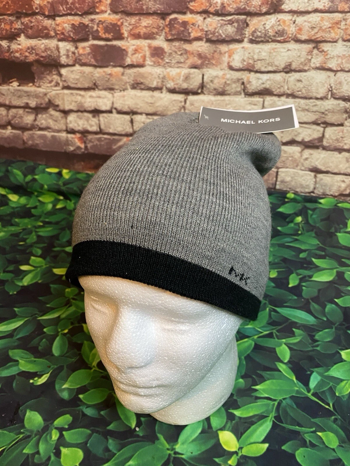 Michael Kors Logo Reversible Skull Cap Beanie Gray/Black One Size