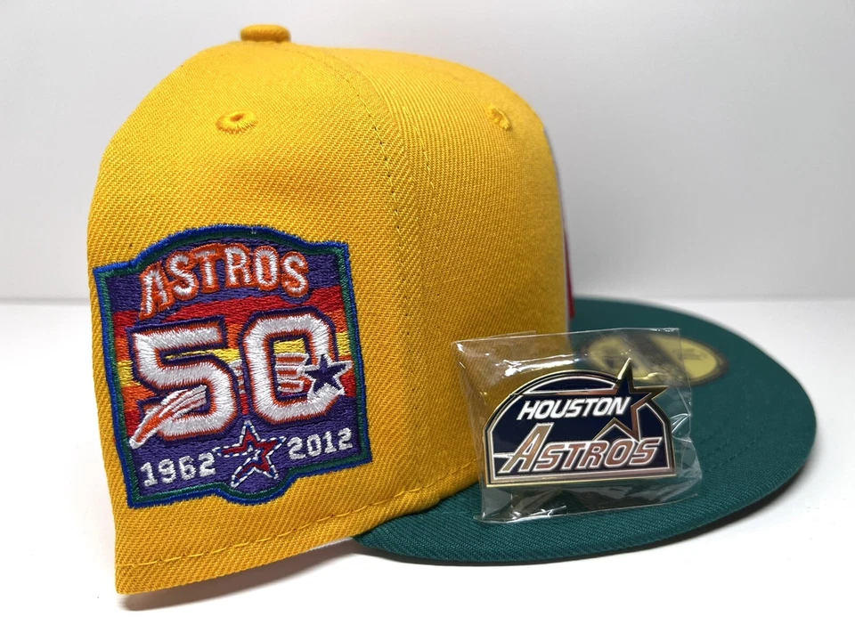 New Era 59Fifty Houston Astros Fitted Hat Side Patch Green UV-Size 7 3/8-Pin - Image 2 of 4