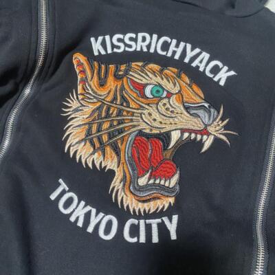 【美品】kryclothing BACKPUCKクロス Kry Clothing K0332 Embroidery Full Zip Hoodie Black Harajuku