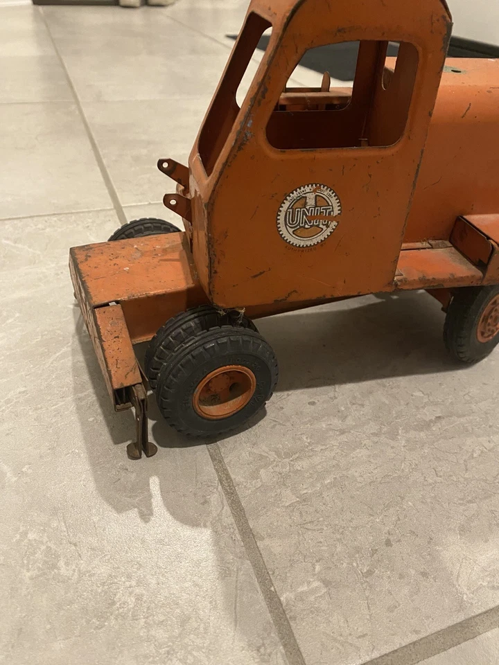 Juguete de construcción camión grúa móvil unidad 22" Doepke Toys años 50 vintage leer Foto 2 de 4