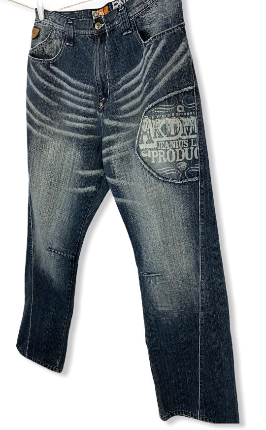 Akademiks Men's Jeans 40 x 32 Distressed Big Logo Embroidered Hip