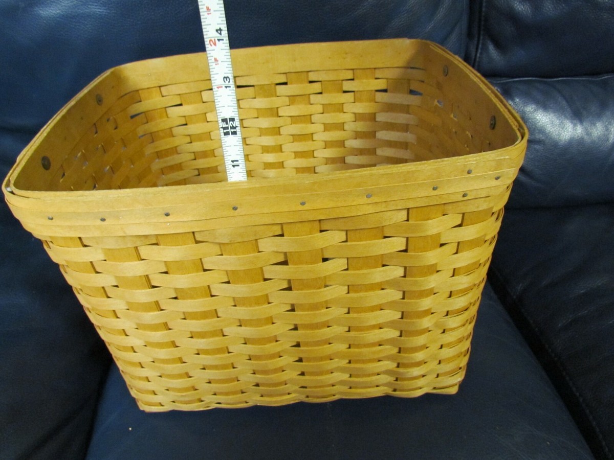ロンガバーガー Longaberger large desktopbasket Longaberger 1984 Primitive Large Sewing Basket w/Leather