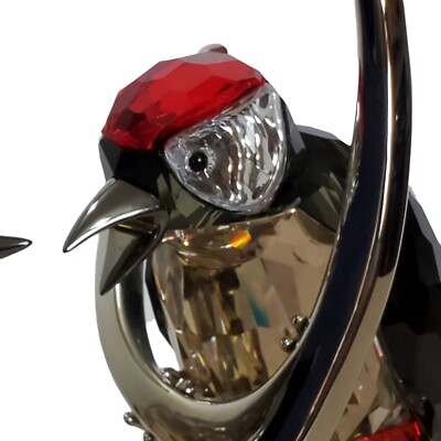 Swarovski Crystal Bird Woodpecker Black Diamond 957562 Retired