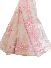 Net Fabric Dupatta Scarf Vintage Indian Embroidered Long Stole For Woman LD7182