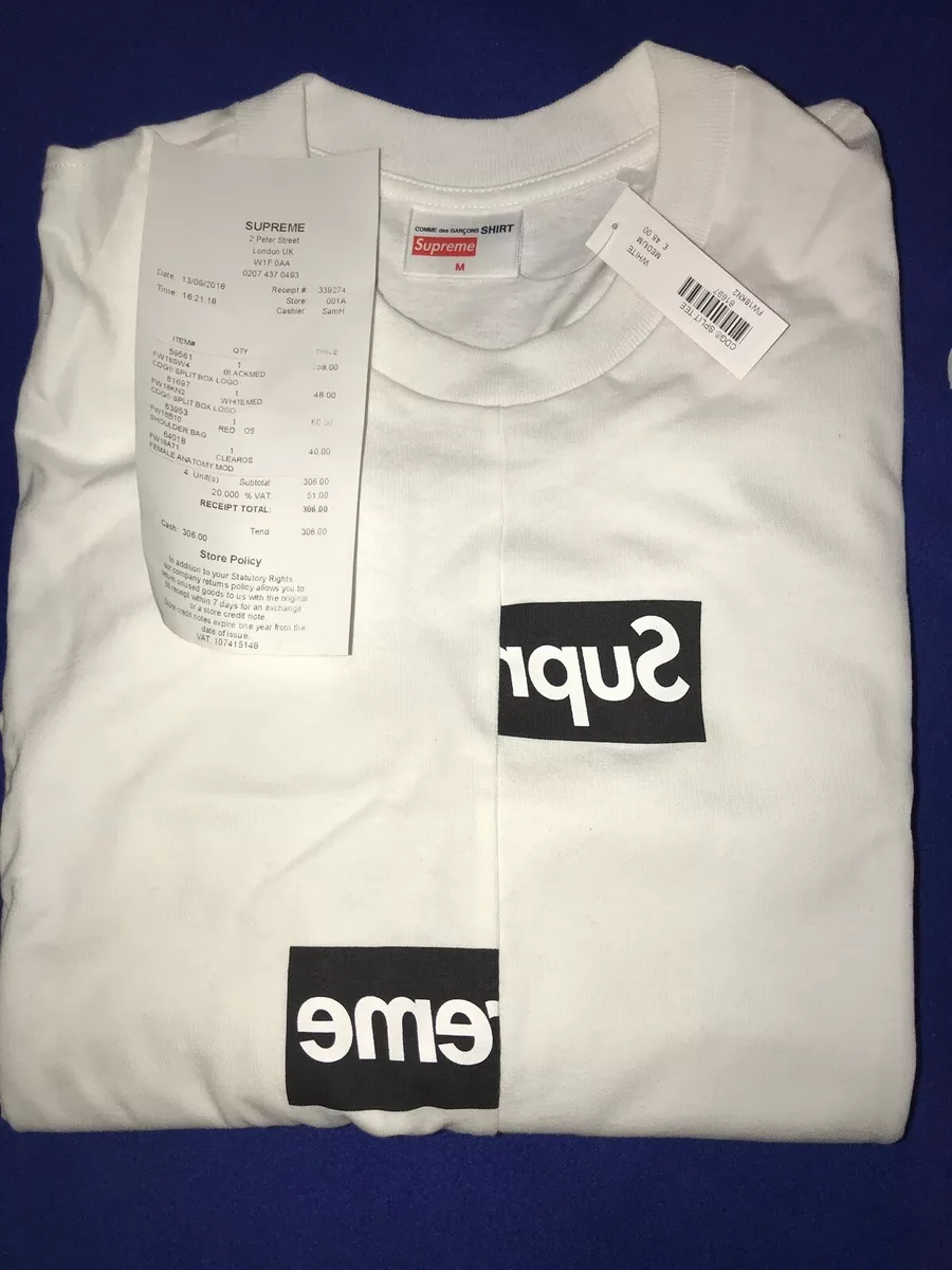 Supreme Comme Des Garcons / CDG Shirt Split Box Logo Tee White