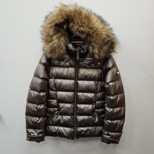 Holland Cooper Aspen Faux Fur Trim Puffer Bomber Bronze Copper Jacket Size Large