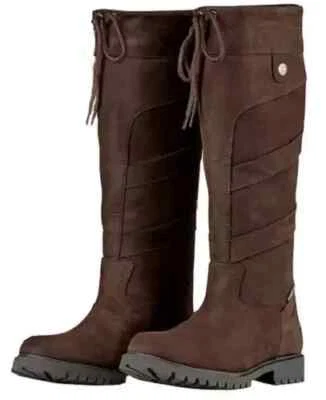 Dublin Kennet Waterproof Long Country Leather Boots Chocolate Adults UK3-11