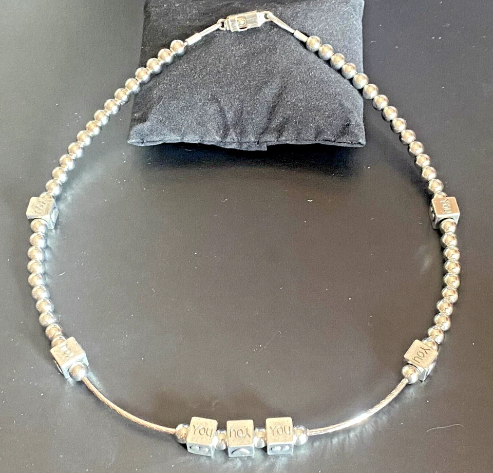 Collana da donna argento con catena a sfere e charms catenina lunga 45 cm - Immagine 2 di 4