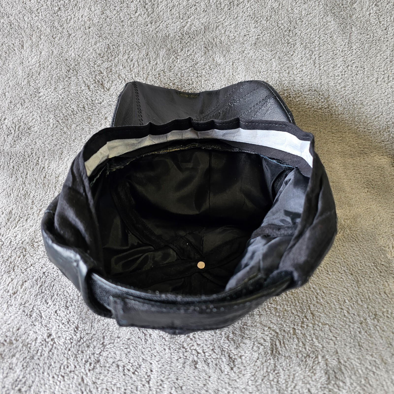 Leather hat patriotic patchwork embordered Black … - image 10