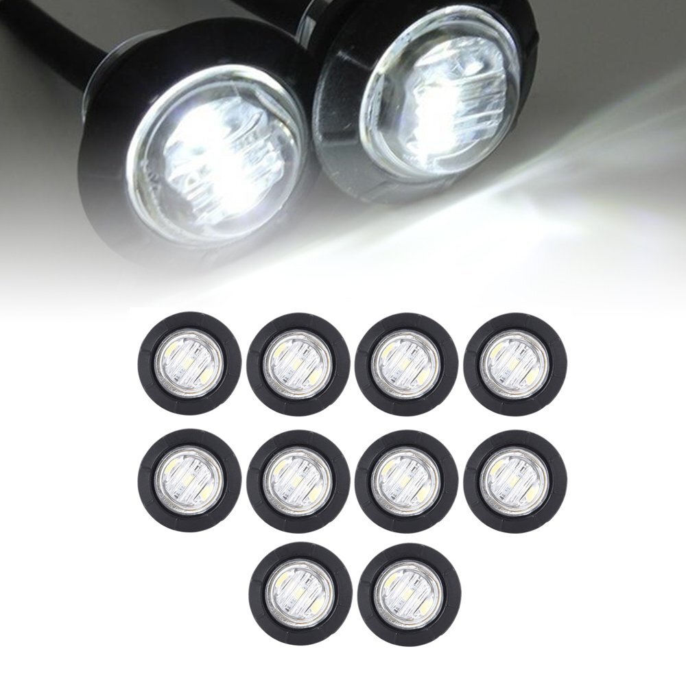 20X 3/4" 12V Marker Lights LED Truck Trailer Round Side Bullet Light Amber Red
