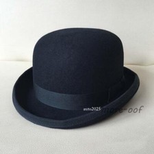 100 Wool Men's Black Bowler Hat Gentleman Hat Fedora Casual Cap Retro Jazz Hat