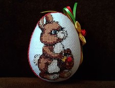 UNIQUE EASTER HAND MADE EMBROIDERY RABBIT ORN...