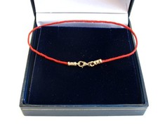 red string bracelet kabbalah 14 k solid gold original luck protection bangle new
