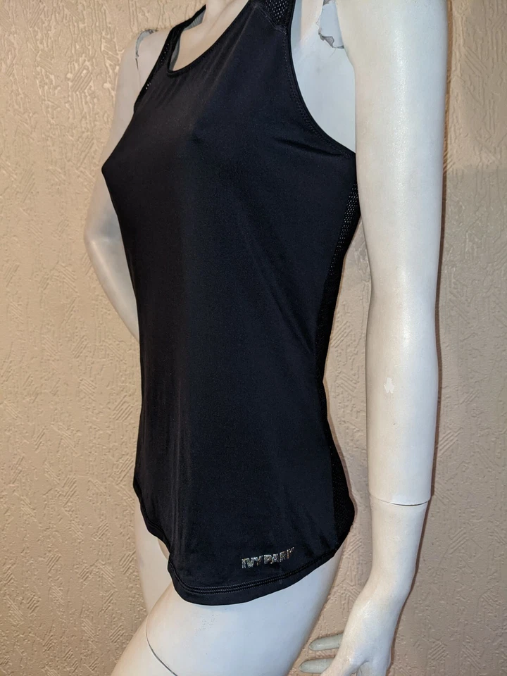 IVY PARK Womens Black Tank Top Mesh Back Logo Vest Women Active Sleeveless XS - Image 4 of 4