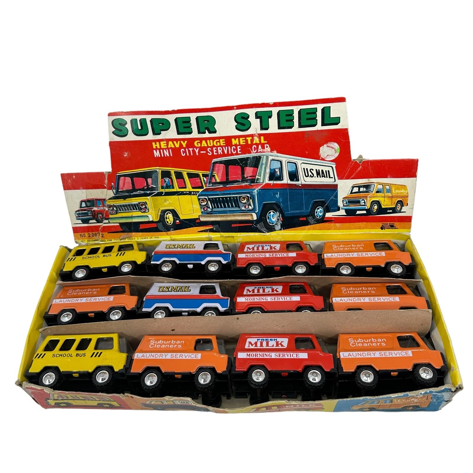 Vtg Uchida Yoko Super Steel Mini City Service Car Display - 