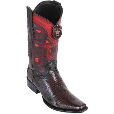 LOS ALTOS CHERRY GENUINE TEJU LIZARD EUROPEAN SQUARE TOE WESTERN BOOT D 760718