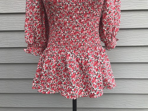 Max Studio NWT Floral Peasant Blouse 3/4 Sleeves Elastic Front Size XS - Picture 10 of 12