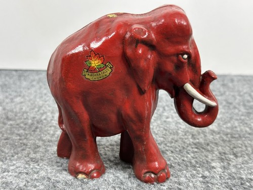 Vintage Red Elephant Figurine Niagara Falls NY Souvenir New York Canada