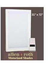 Allen + Roth Motorized Cellular Shade 31" x 72" WHITE Blackout (#2318935)
