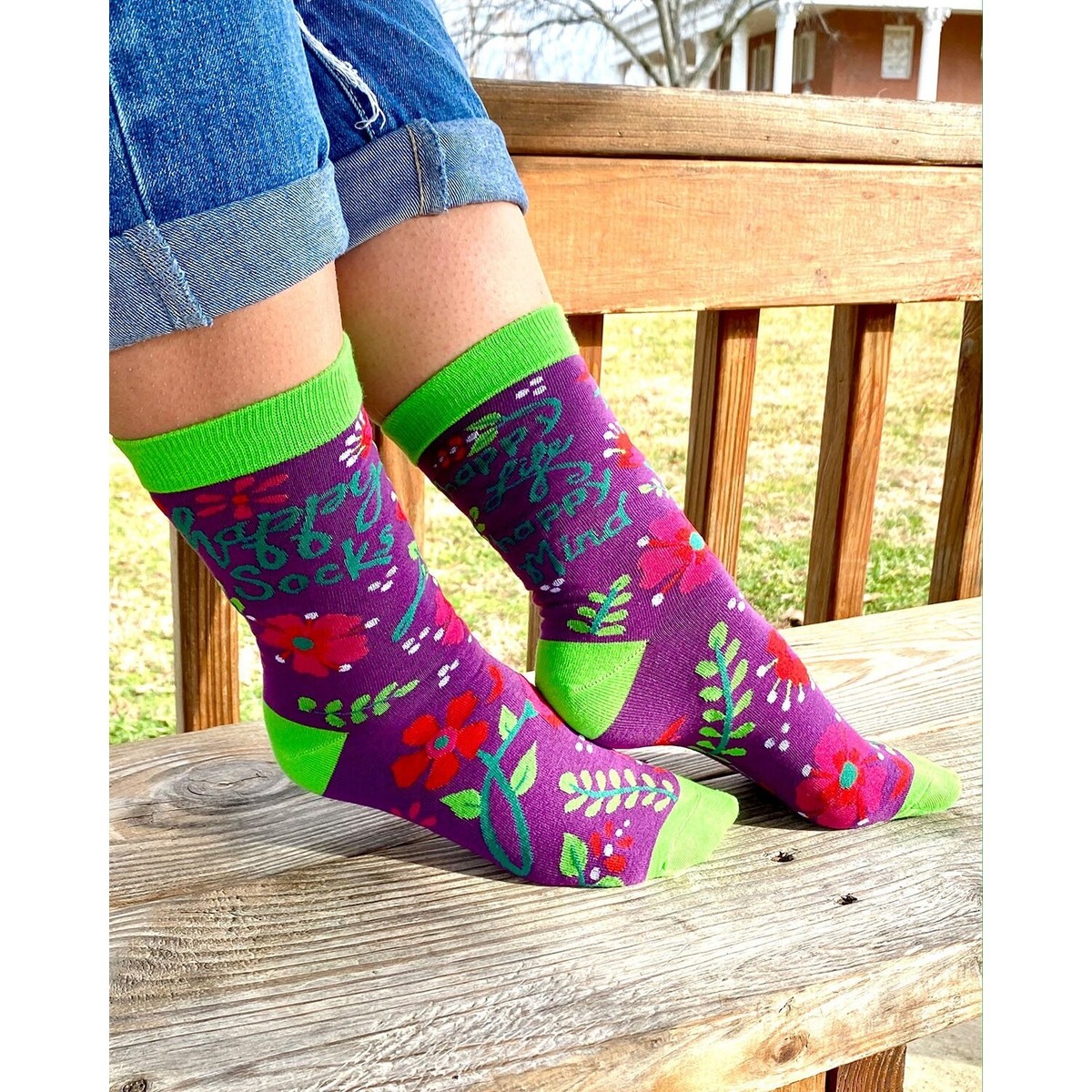 Happy Socks, Happy Life Women's Crew Socks Size 9-11 Fabdaz Floral Fashion  New