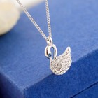 18K White Gold Filled Elegant Crystal Swan Pendant Charm Necklace Women Girls