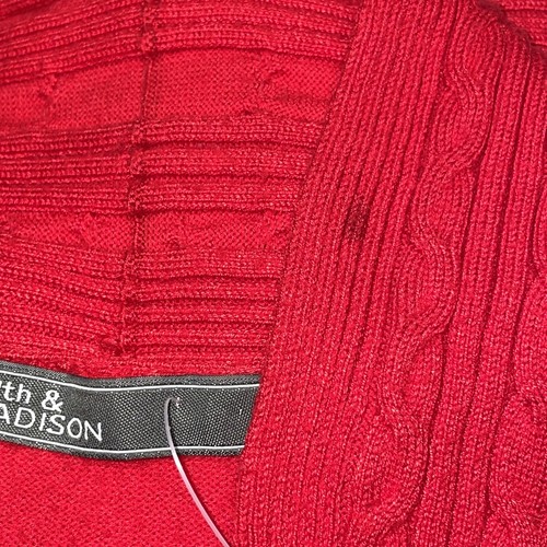 89th & Madison Womens PM Cardigan Sweater Red Long Sleeve Open Front Neckline - Picture 12 of 12