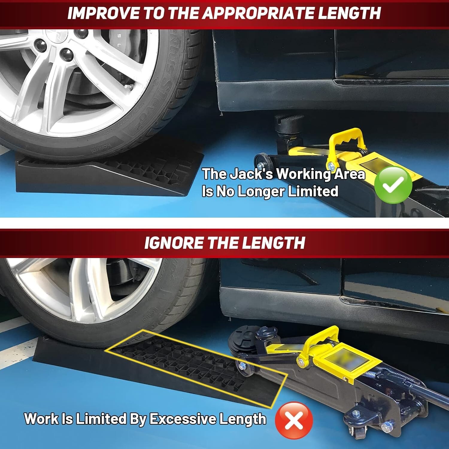 Car Ramps for Lift and Vehicle Maintenance, Portable Low Profile Car Ramps for